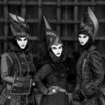 Fun, sex and culture: How to sell a fringe show experience. Three masked performers in elaborate traditional costumers.